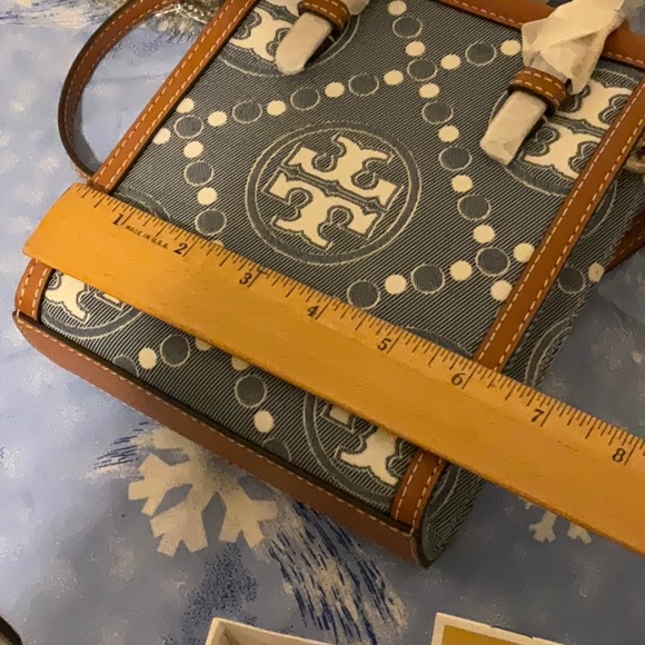Tori Burch T Monogram Denim Mini Tote - Picture 12 of 16